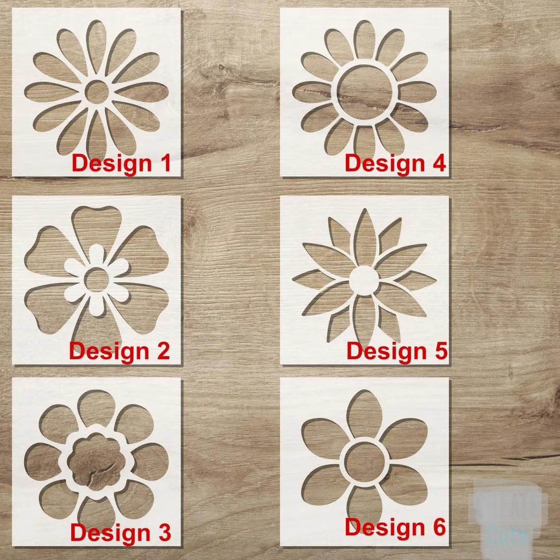 6 PCS Flower Stencil Set – 4 Inch Reusable Floral & Daisy Painting Templates for Walls, DIY Crafts, Scrapbooking, Card Making, and Furniture Decoration